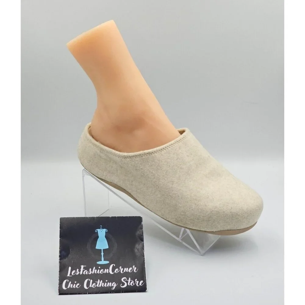 FitFlop Women's Beige  Wool Felt Shuv Clogs Beige Slip-On Mules Size 9 2693 - Picture 14 of 16